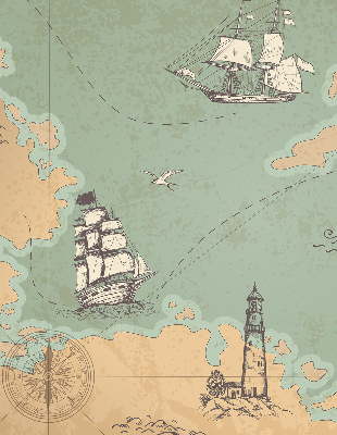 Rolgordijn voor het raam Oceaankaart