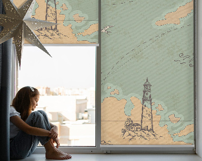 Rolgordijn voor het raam Oceaankaart