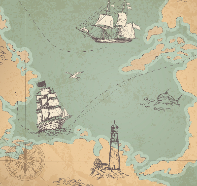 Rolgordijn voor het raam Oceaankaart