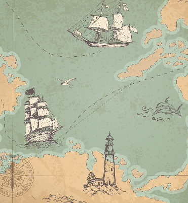 Rolgordijn voor het raam Oceaankaart