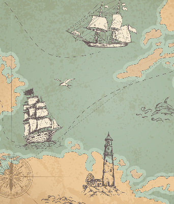 Rolgordijn voor het raam Oceaankaart