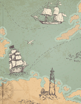 Rolgordijn voor het raam Oceaankaart