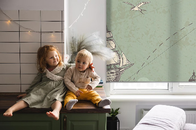 Rolgordijn voor het raam Oceaankaart