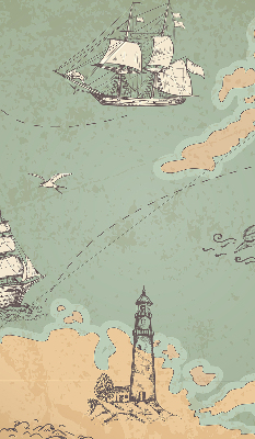 Rolgordijn voor het raam Oceaankaart