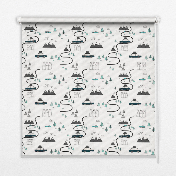 Rolgordijn voor het raam Bos- en bergpadpatroon
