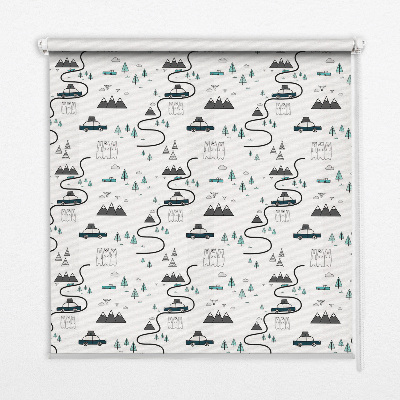 Rolgordijn voor het raam Bos- en bergpadpatroon