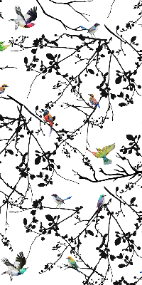 Rolgordijn voor het raam Vogels op de takken