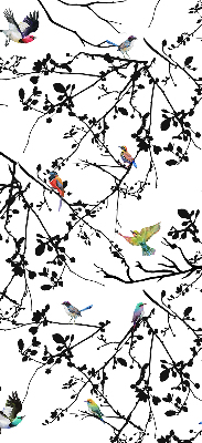 Rolgordijn voor het raam Vogels op de takken