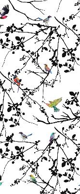 Rolgordijn voor het raam Vogels op de takken