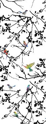 Rolgordijn voor het raam Vogels op de takken