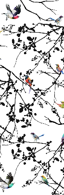 Rolgordijn voor het raam Vogels op de takken