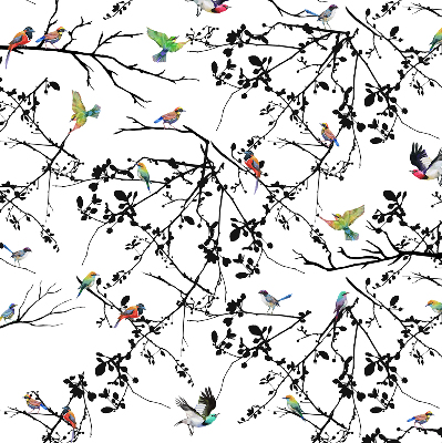 Rolgordijn voor het raam Vogels op de takken