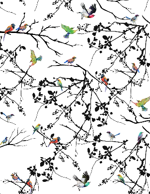 Rolgordijn voor het raam Vogels op de takken