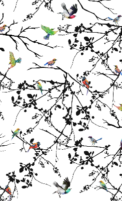 Rolgordijn voor het raam Vogels op de takken