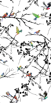 Rolgordijn voor het raam Vogels op de takken