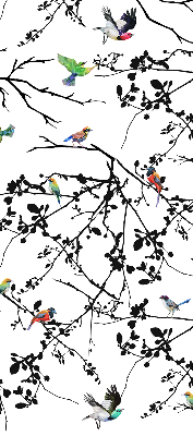 Rolgordijn voor het raam Vogels op de takken