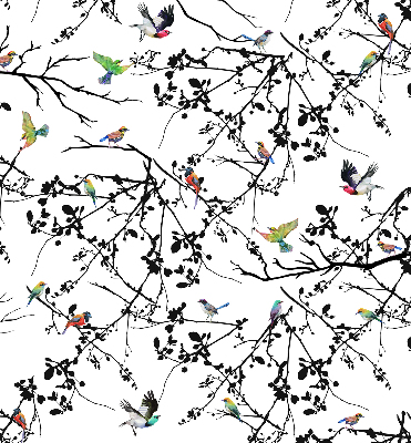 Rolgordijn voor het raam Vogels op de takken