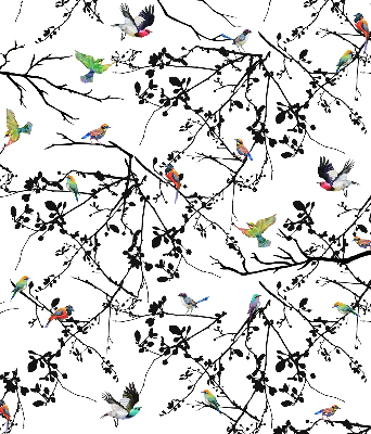 Rolgordijn voor het raam Vogels op de takken