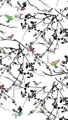 Rolgordijn voor het raam Vogels op de takken