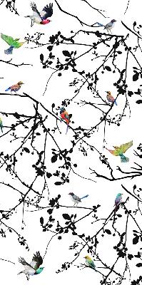 Rolgordijn voor het raam Vogels op de takken