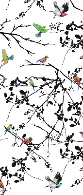 Rolgordijn voor het raam Vogels op de takken