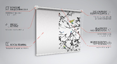 Rolgordijn voor het raam Vogels op de takken