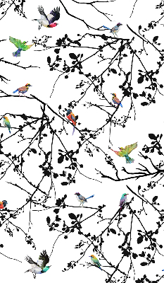 Rolgordijn voor het raam Vogels op de takken