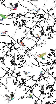 Rolgordijn voor het raam Vogels op de takken