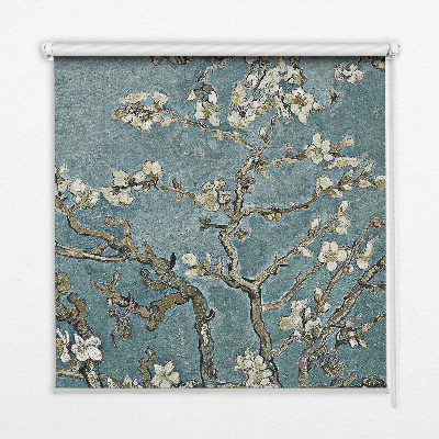 Rolgordijn verduisterend Takjes op een blauwe achtergrond