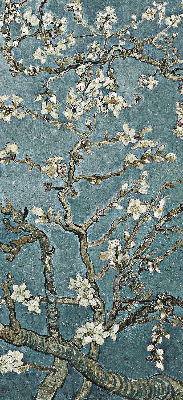 Rolgordijn verduisterend Takjes op een blauwe achtergrond