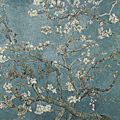 Rolgordijn verduisterend Takjes op een blauwe achtergrond