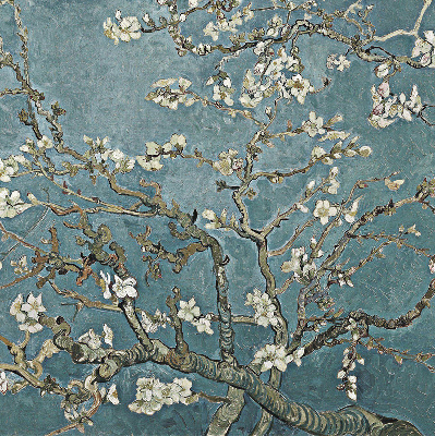 Rolgordijn verduisterend Takjes op een blauwe achtergrond