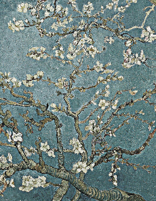 Rolgordijn verduisterend Takjes op een blauwe achtergrond