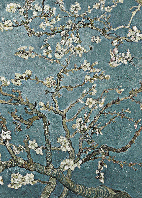 Rolgordijn verduisterend Takjes op een blauwe achtergrond