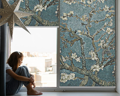 Rolgordijn verduisterend Takjes op een blauwe achtergrond