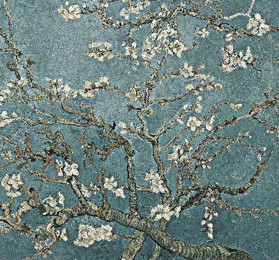 Rolgordijn verduisterend Takjes op een blauwe achtergrond