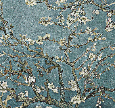 Rolgordijn verduisterend Takjes op een blauwe achtergrond