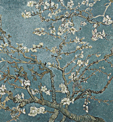 Rolgordijn verduisterend Takjes op een blauwe achtergrond