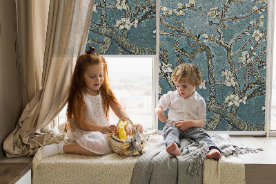 Rolgordijn verduisterend Takjes op een blauwe achtergrond