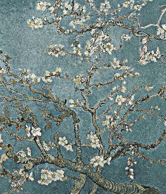 Rolgordijn verduisterend Takjes op een blauwe achtergrond