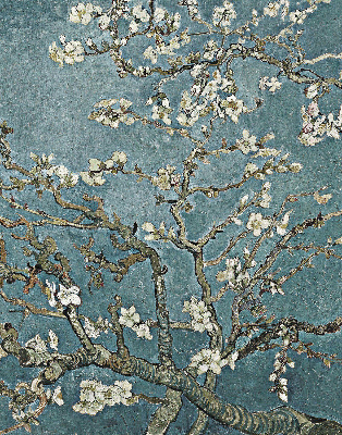 Rolgordijn verduisterend Takjes op een blauwe achtergrond