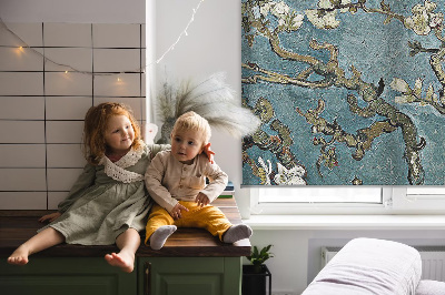 Rolgordijn verduisterend Takjes op een blauwe achtergrond