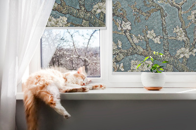 Rolgordijn verduisterend Takjes op een blauwe achtergrond