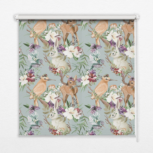Rolgordijn voor het raam Reeën en konijnen