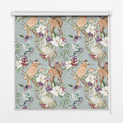 Rolgordijn voor het raam Reeën en konijnen