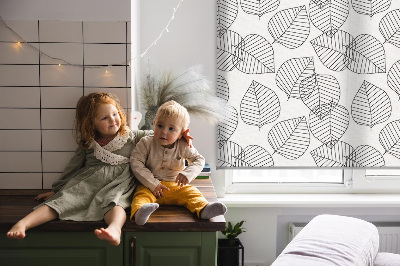 Rolgordijn voor het raam Getekende bladeren