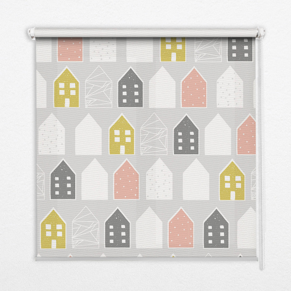 Rolgordijn voor het raam Getekende huizen