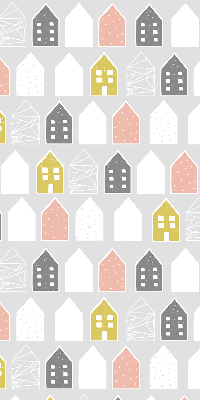 Rolgordijn voor het raam Getekende huizen