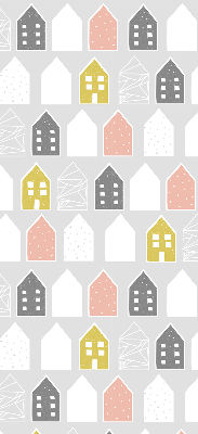 Rolgordijn voor het raam Getekende huizen