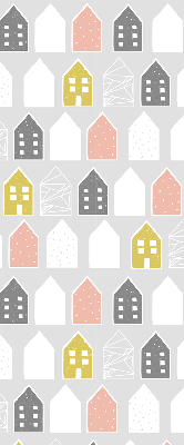 Rolgordijn voor het raam Getekende huizen